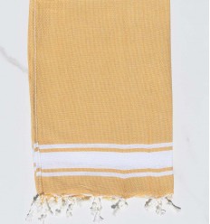Serviette de table beige bandes blanche Fouta Tunisia - 1