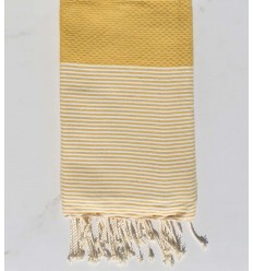 Fouta nid d'abeille moutarde  - 1