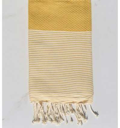 Fouta nid d'abeille moutarde