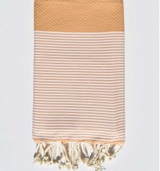 Serviette de plage nid d'abeille ocre Fouta Tunisia - 1