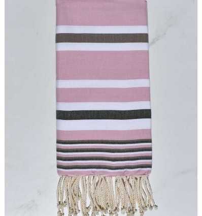 Fouta dina rose avec rayures