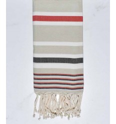 Serviette de plage dina vert pale, rouge, blanc et gris noir  - 1