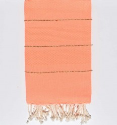 Fouta nid d'abeille corail fluo avec lurex  - 1