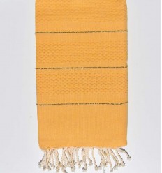 Fouta nid d'abeille jaune moutarde avec lurex Fouta Tunisia - 1