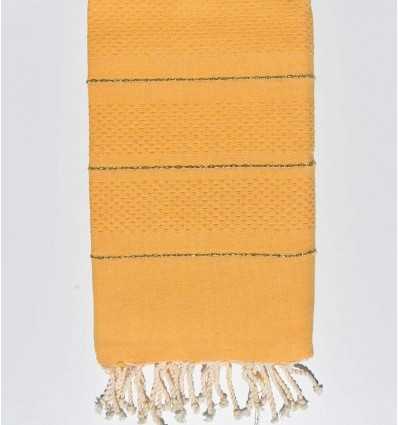 Fouta nid d'abeille jaune moutarde avec lurex