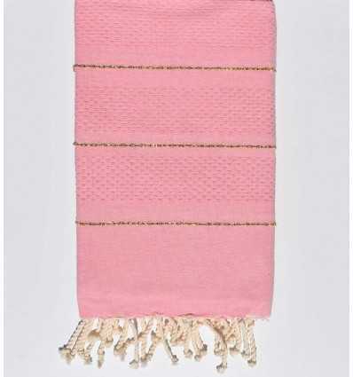 Fouta nid d'abeille rose clair avec lurex