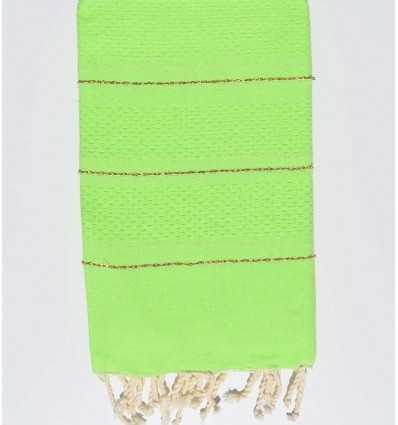 Fouta nid d'abeille vert fluo avec lurex