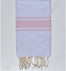 Fouta Plate gris rayée rose Fouta Tunisia - 1