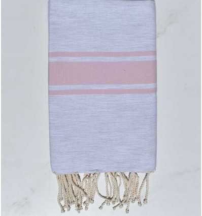 Fouta Plate gris rayée rose