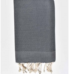 FOUTA nid d'abeille unie gris foncé Fouta Tunisia - 1