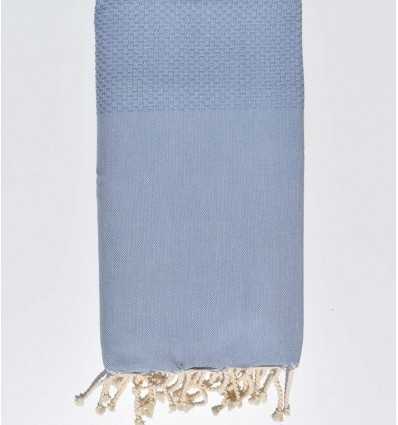 FOUTA Nid d'abeille unie bleu gris