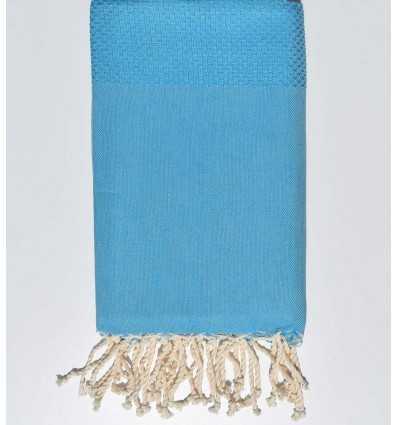 Serviette de plage nid d'abeille unie bleu Cyan