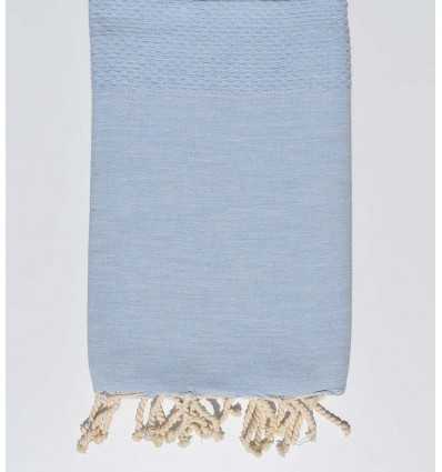 Serviette de plage nid d'abeille unie bleu pastel