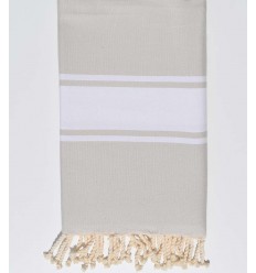 Serviette de plage plate gris argile Fouta Tunisia - 1
