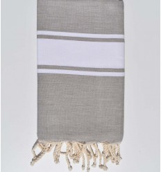 Serviette de plage gris beige clair Fouta Tunisia - 1