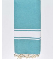 Jeté bleu givré bande blanche  - 1