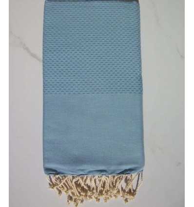 Fouta nid d'abeille unie bleu roi