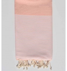 Fouta nid d'abeille rose clair pale Fouta Tunisia - 1