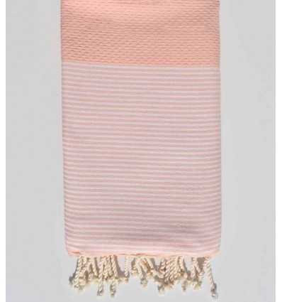 Fouta nid d'abeille rose clair pale