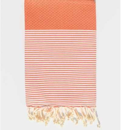 Fouta nid d'abeille tangerine