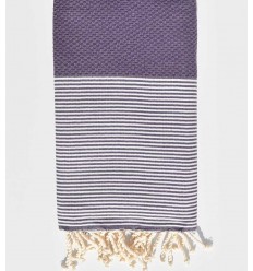 FOUTA NID D'ABEILLE byzantium rayée blanc Fouta Tunisia - 1