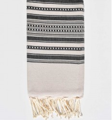 Fouta arabesque rayures noire  - 1