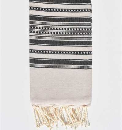 Fouta arabesque rayures noire