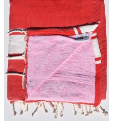 fouta éponge rouge  - 1