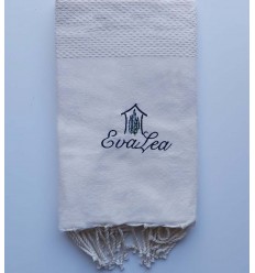 Fouta beige clair brodée Fouta Tunisia - 1