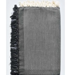 Jeté 4 franges gris, gris bleu et gris anthracite  - 1