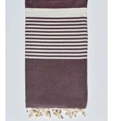 Jeté aubergine avec rayures Fouta Tunisia - 1