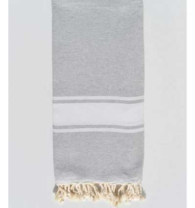 Grande fouta gris bande blanche