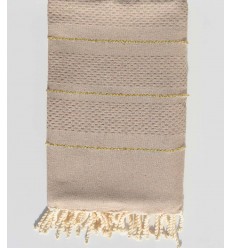 Fouta beige foncé chiné avec lurex Fouta Tunisia - 2