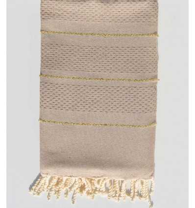 Fouta beige foncé chiné avec lurex