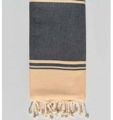 Serviette de plage raf-raf ardoise et jaune crème  - 1
