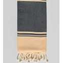 Serviette de plage raf-raf ardoise et jaune crème  - 1