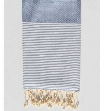 Fouta nid d'abeille bleu charron