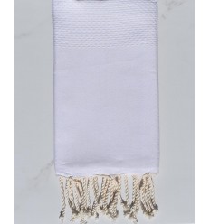 FOUTA nid d'abeille unie blanc crème Fouta Tunisia - 1