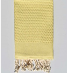 FOUTA Nid d'abeille unie jaune clair Fouta Tunisia - 1