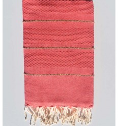 Fouta nid d'abeille rose moyen avec lurex  - 1