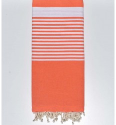 Jeté orange rayée blanc Fouta Tunisia - 1 2