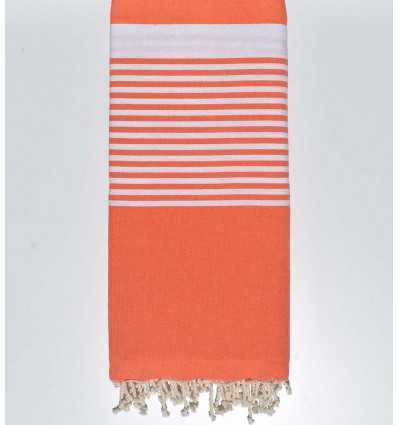 Jeté orange rayée blanc Fouta Tunisia - 2