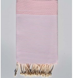 Fouta nid d'abeille rose dragée clair  - 1
