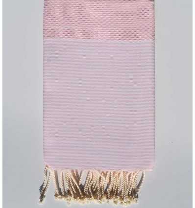 Fouta nid d'abeille rose dragée clair