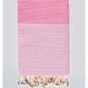 Fouta nid d'abeille rose clair avec rayures Fouta Tunisia - 1