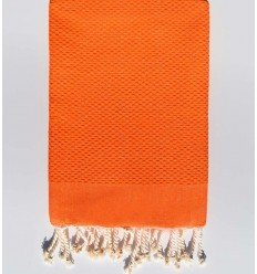 fouta nid d'abeille unie orange vif  - 1