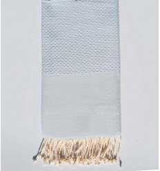 FOUTA nid d'abeille unie bleu pastel clair Fouta Tunisia - 1