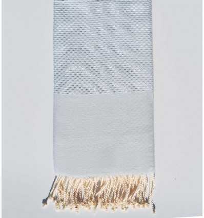 FOUTA nid d'abeille unie bleu pastel clair