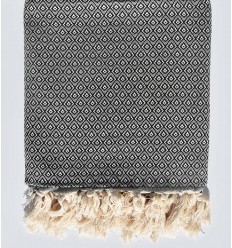 Plaid noir 1.6m*1.6m Fouta Tunisia - 1
