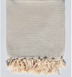 Plaid beige très clair 1.6m*1.6m Fouta Tunisia - 1 2